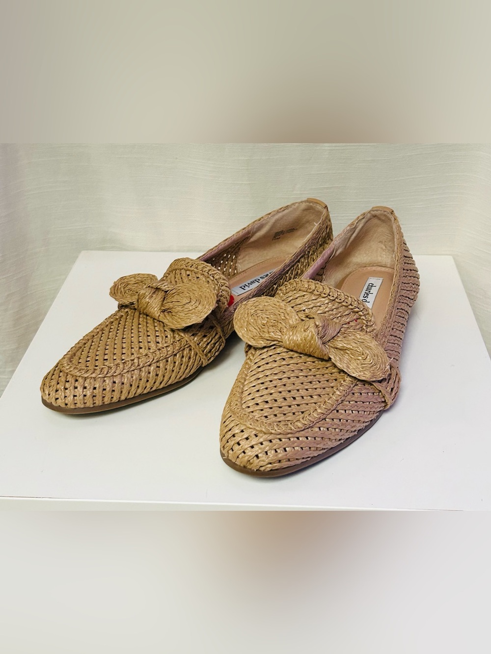Charles David NWT Tan Woven Preppy Old Money Dockside‎ Bow Loafers